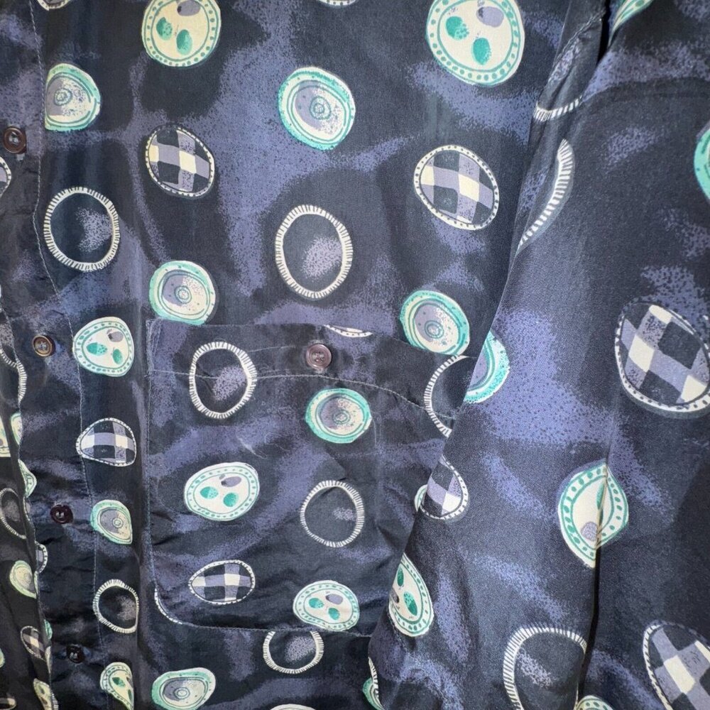 Lord & Taylor Mens Size L Kensington Collection 100% Silk Shirt Fun Pattern - Picture 8 of 8